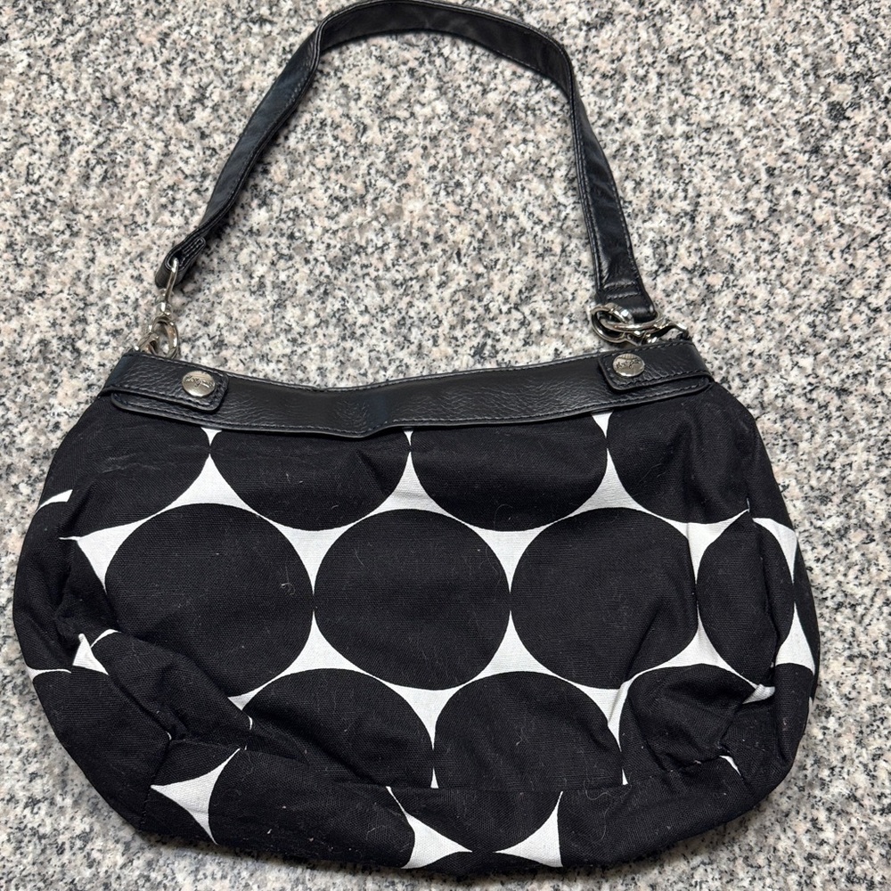 Thirty-One Black and White Circle Pattern Shoulder Bag